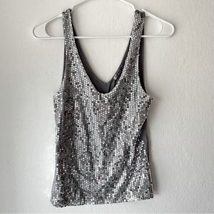 Charlotte Russe Y2K Silver Sequin Tank Top